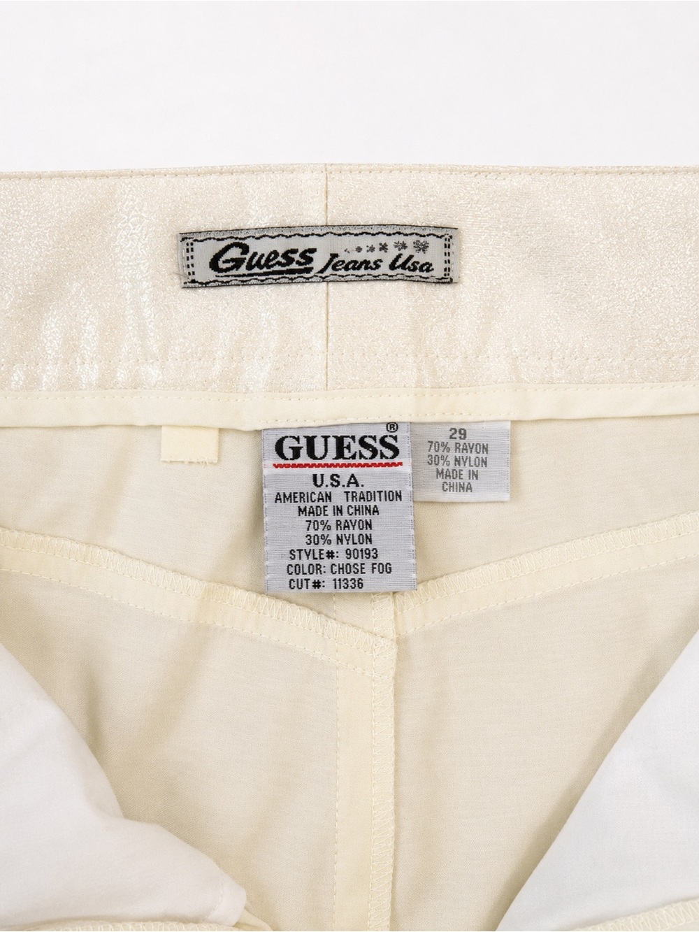 Vintage 1997 GUESS Pearl Shimmer Y2K Straight Leg Pants - Sz 29 - Picture 9 of 16